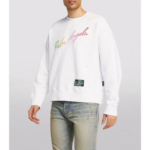 PALM ANGELS Miami Logo Sweatshirt in White Size XXL - Picture 2 of 14